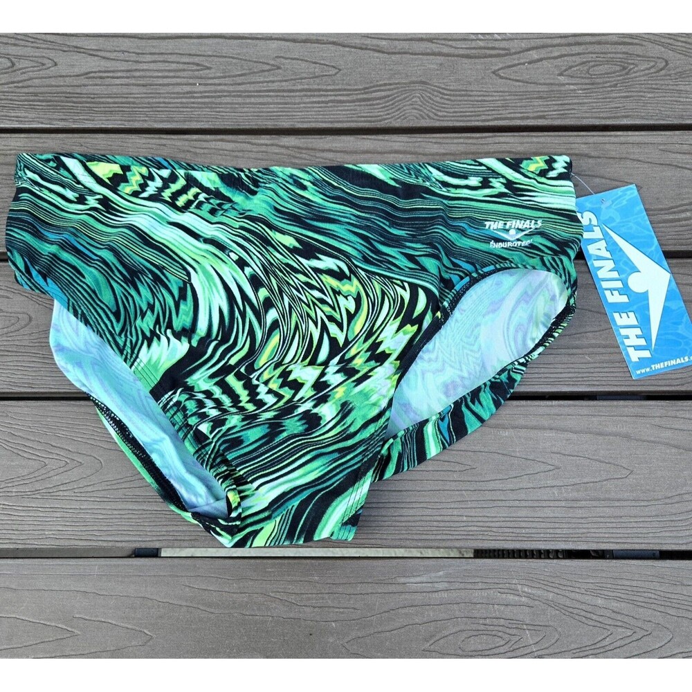 TYR The Finals Air Whirl All Over Racer Briefs, Mens Size 30, Green NEW